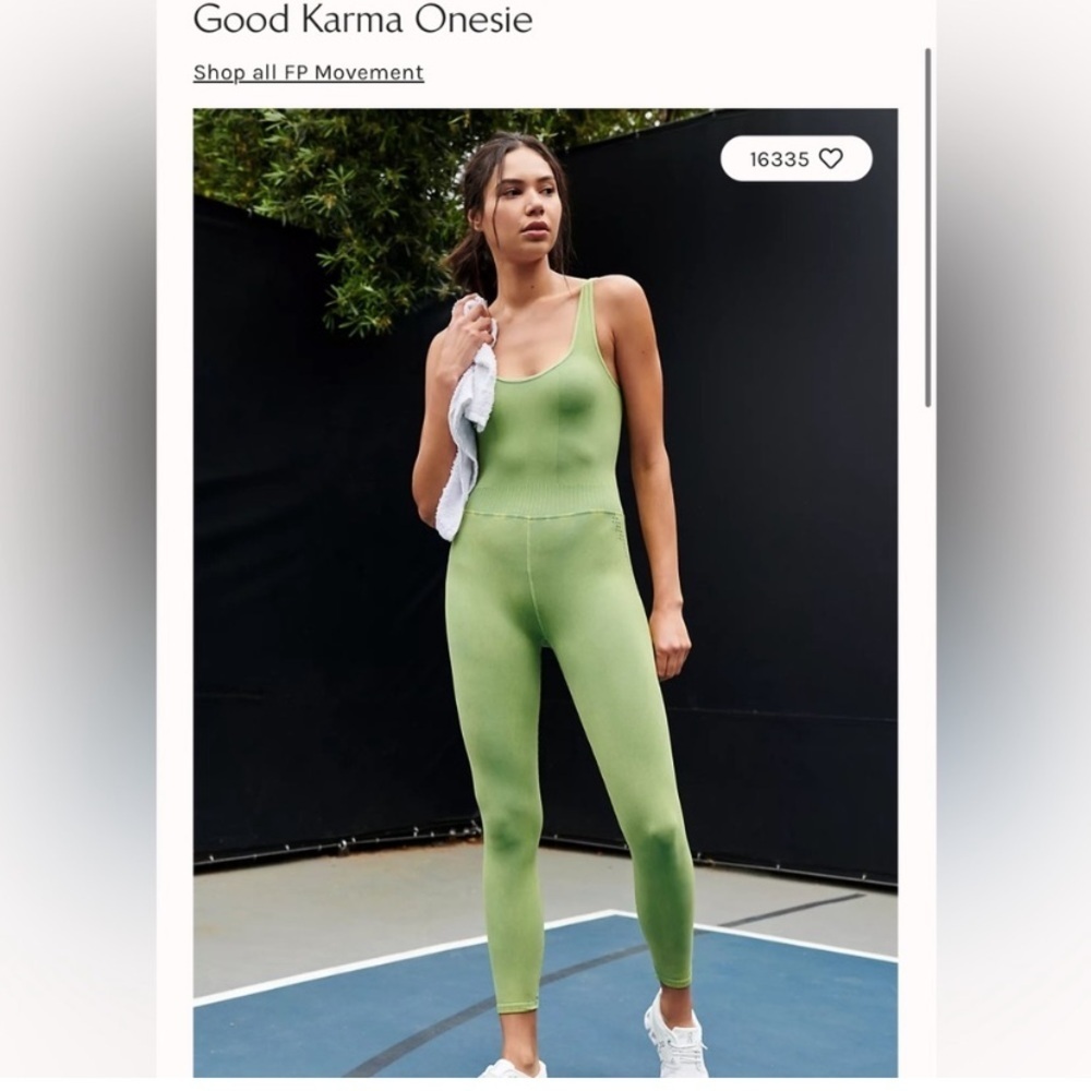 Free People Movement Good Karma Green Cross Cross Back Jumpsuit